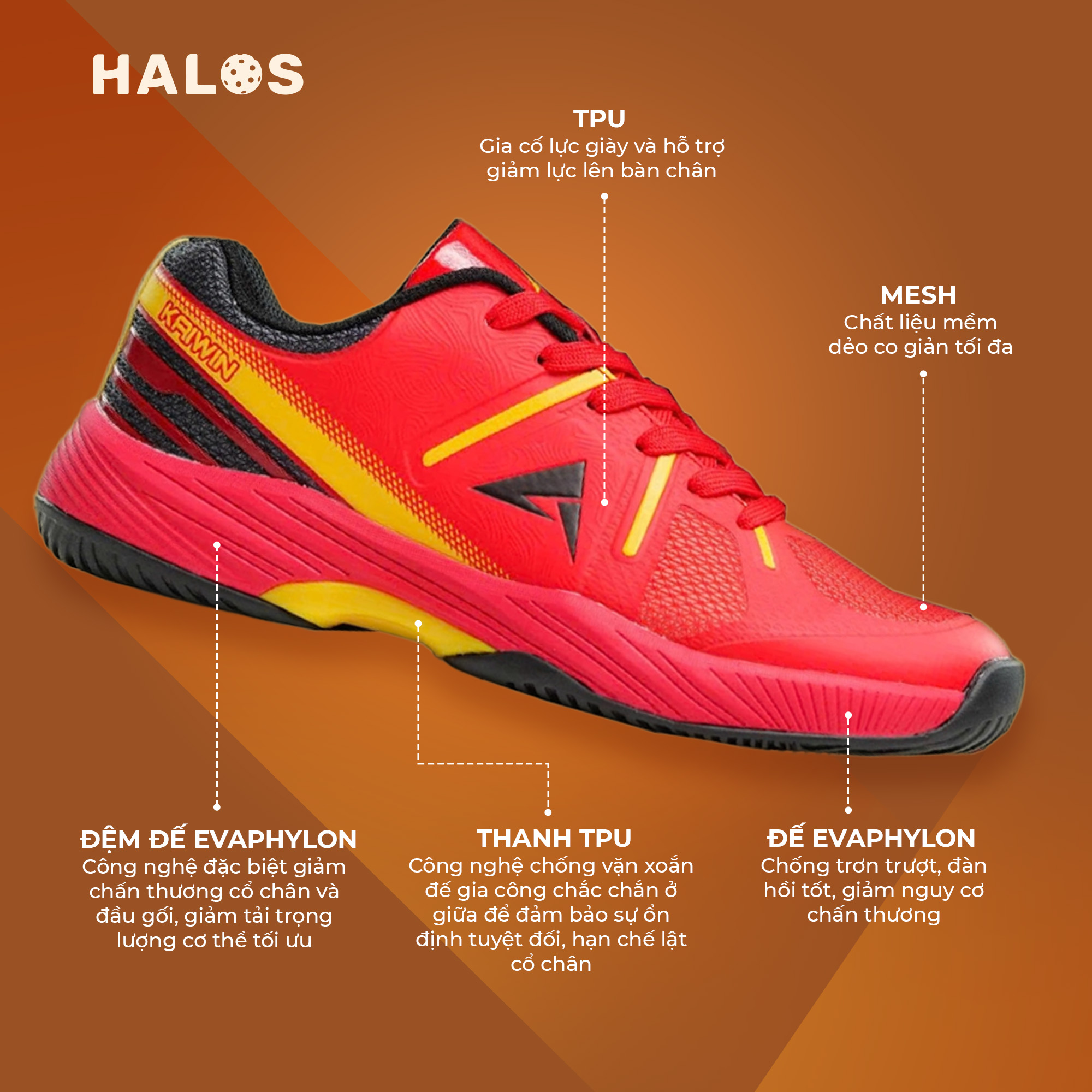 Giày Thể Thao Pickleball Kaiwin Slight - Xanh đen - Ảnh 4