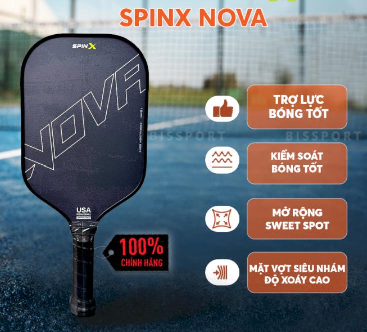 Vợt Pickleball SpinX NOVA tạo sự ổn định và chắc chắn khi vợt tiếp xúc bóng